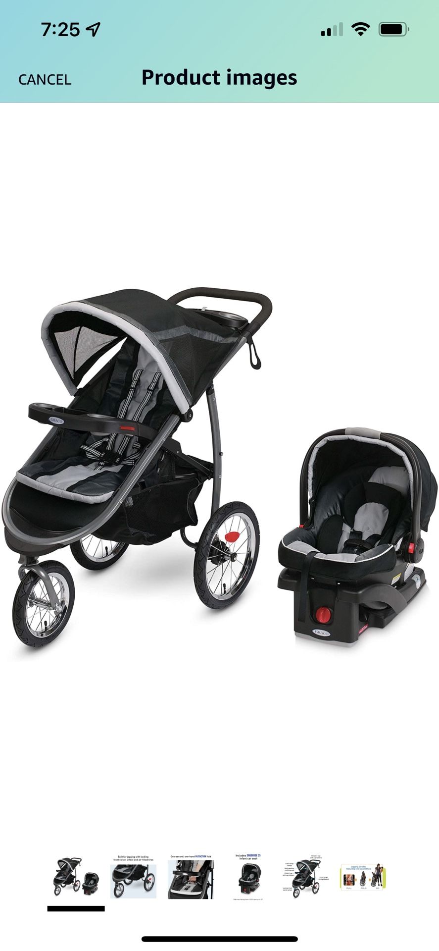 New In Box Graco FastAction Fold Jogger Travel System | Includes the Jogging Stroller and SnugRide 35 Infant Car Seat, Gotham