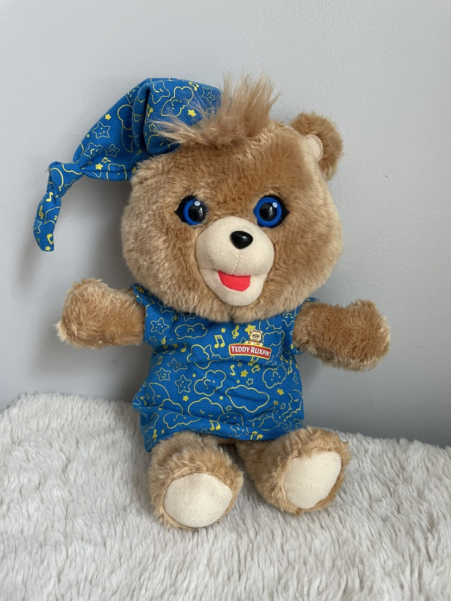 Bedtime Talking Teddy Ruxpin 12” Plush Teddy Bear Toy In Pajamas Sleep Hat