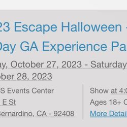 2 day escape ticket 