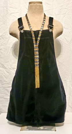 Topshop Dresses / Topshop Moto Velvet Overall Mini Dress In Black / Size 6