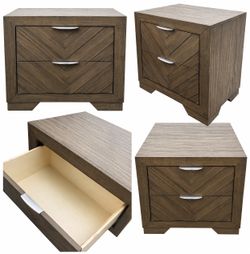 Modern Chevron Wood Nightstand, End Table, Beside Table