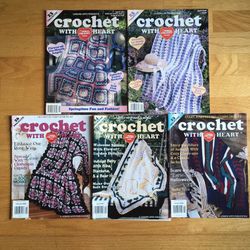 Lot of 5 Crochet With Red Heart Yarn Magazines Patterns
