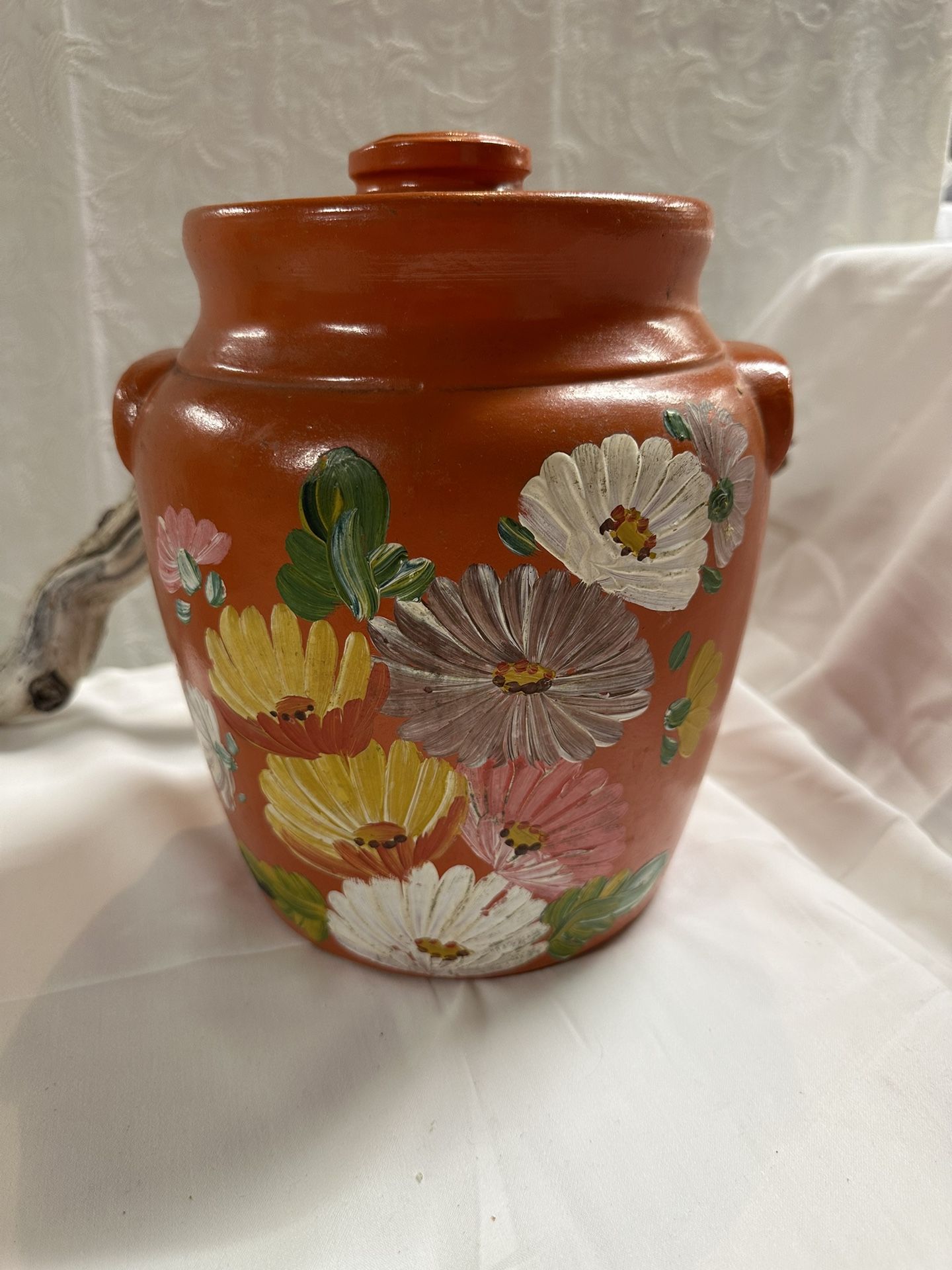 1930s Painted Ransburg Cookie Jar/ Crock With Lid