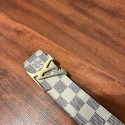 Authentic Louis Vuitton Damier Azur Belt – Gold LV Buckle