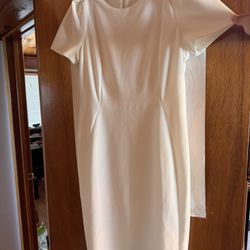 Calvin Klein White Zipper Dress Size 12