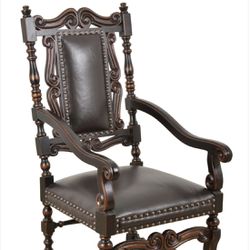Conquistador Hand Carved/Leather Chair