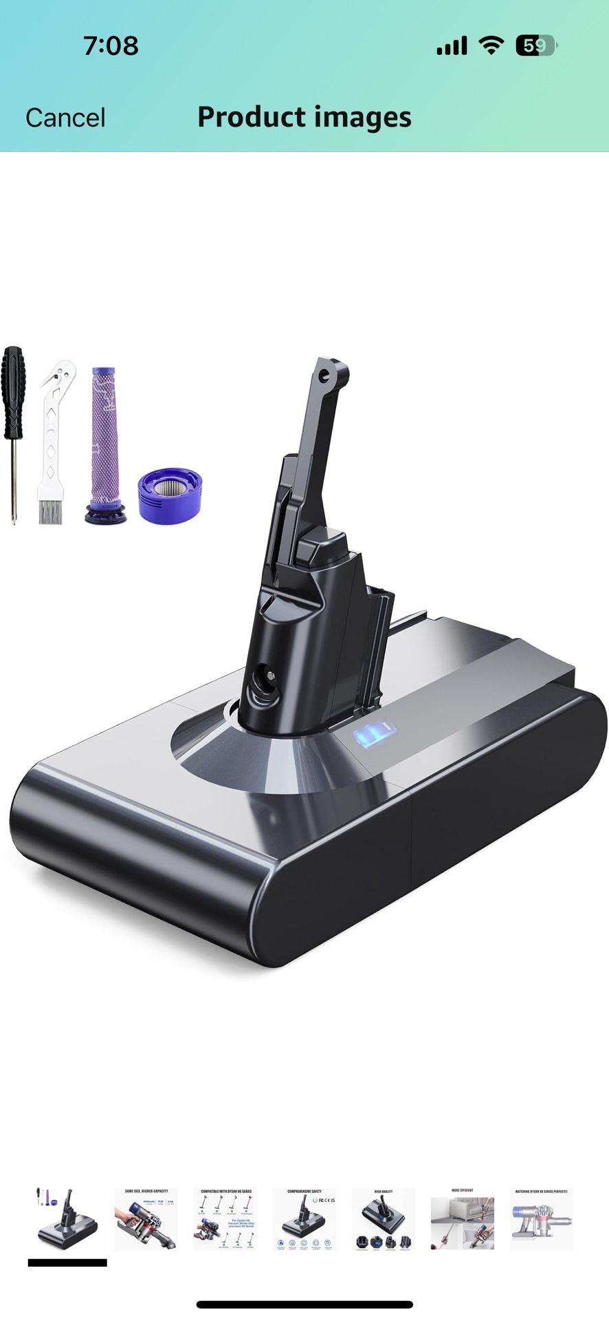 Designed for Dyson V8 Battery Replacement 21.6V 8.0Ah Compatible with Dyson V8 Animal Battery Replacement V8 Motorhead V8 Fluffy SV10 Carbon Fiber Vac