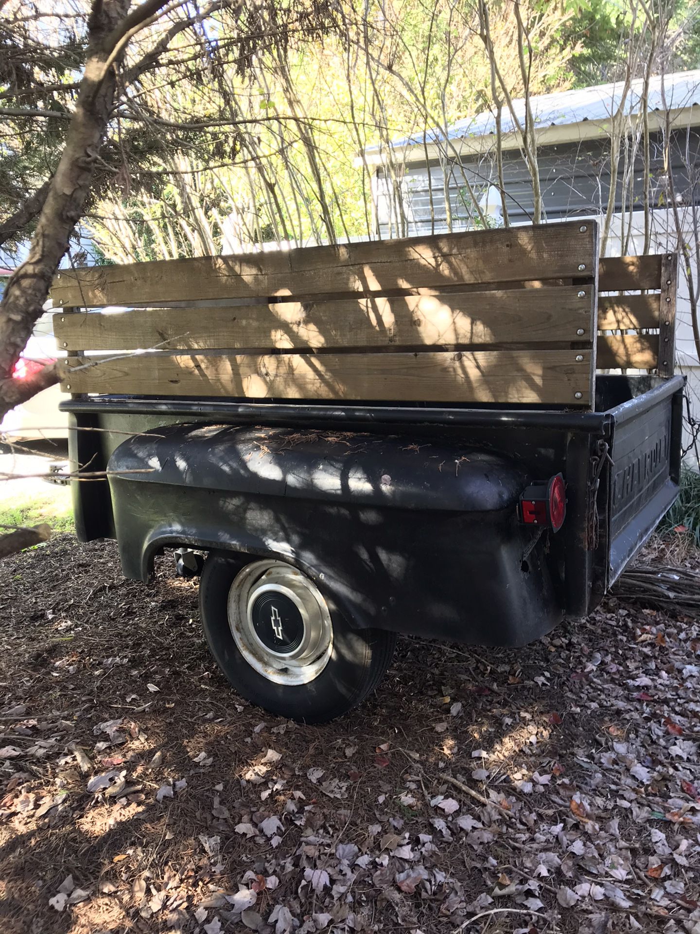 Vintage chevy truck bed trailer with title