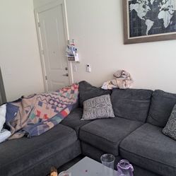 Gray Sectional w Pillows