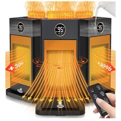 Space Heater with Humidifier, 3-in-1 Space Heaters for Indoor Use with Motion Sensor/3D Flame Effect,1500W Portable Heater for Office/Bedroom/Garage