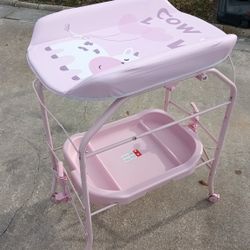 Baby Changing Table Diaper Station Foldable With Wheels