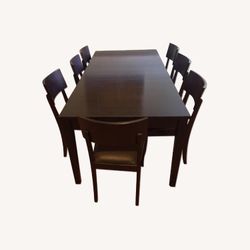 Crate & Barrel solid wood table with extension