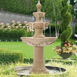 Italian Outdoor Water Fountains Garden Decor - 48.4''H Fountains and Waterfalls Outside, Large Cascading Indoor Floor-Standing Resin Bubbler Fountain 