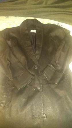 Leather trench coat