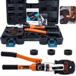 ASDFGHT Copper Pipe Crimping Tool, Copper Press Tool W/ 1/2", 3/4", 1" Jaws, Copper Tube Fittings Hydraulic Pipe Crimping Tool, for Confined Spaces an