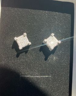 VVS1 Moissonite Earrings 10K White Gold Plated