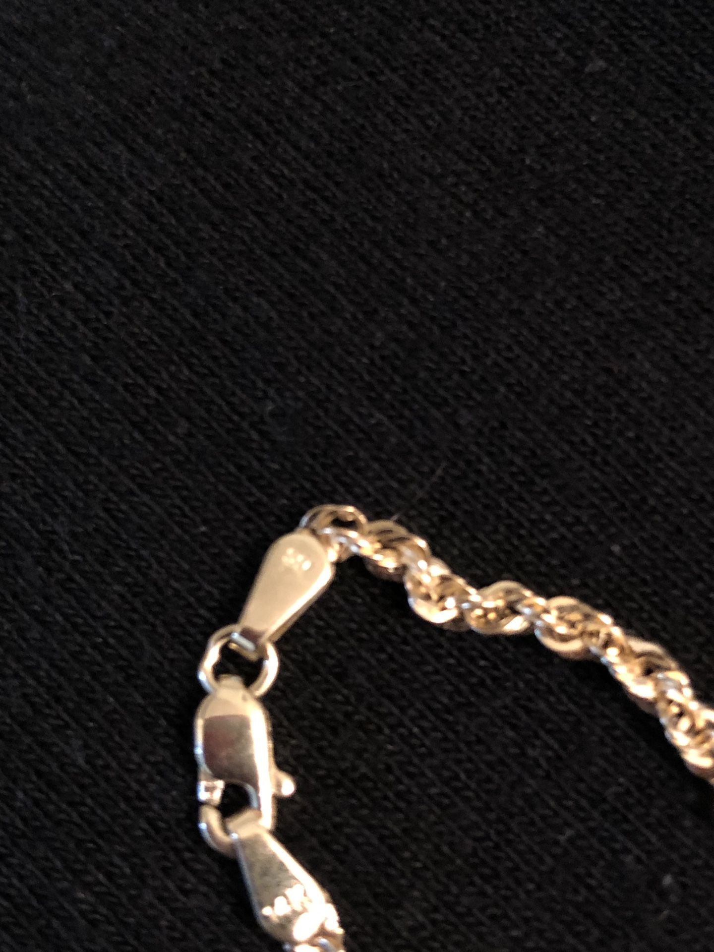 Real 14 k gold stamped diamond cut rope chain