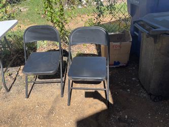 Black Metal Folding Chairs Set of 2