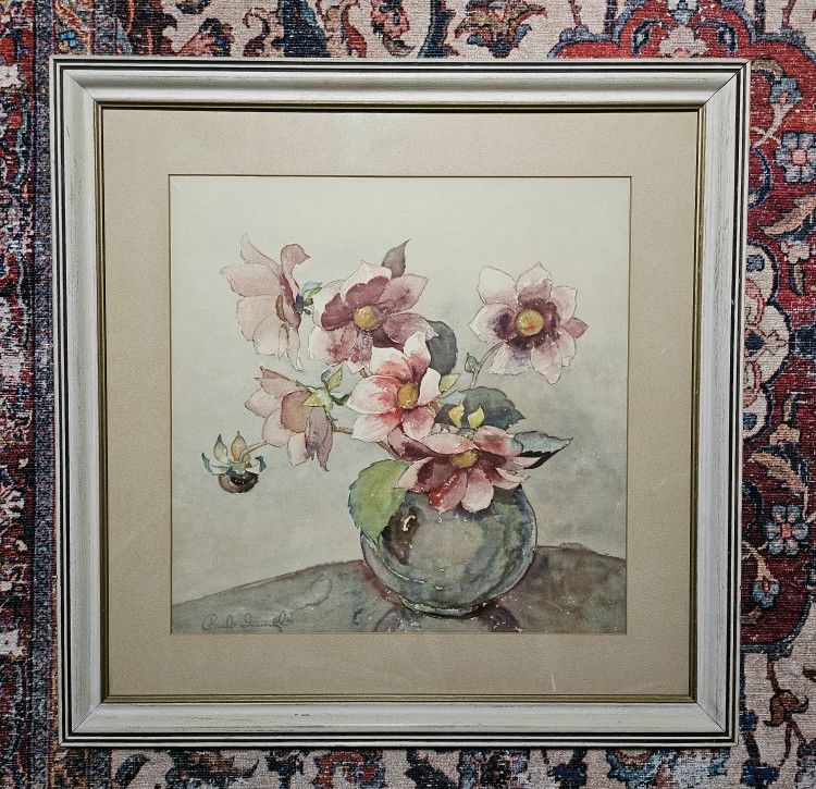 Paul Immel Original Vintage Watercolor Floral In Vase PNW Local Artist