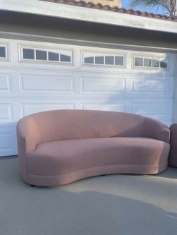 Modern Blush Pink Curved Sofa