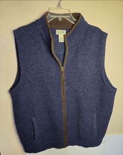 Men's LL Bean Waterfowl Merino Wool Knit Full Zip Vest Sz XL