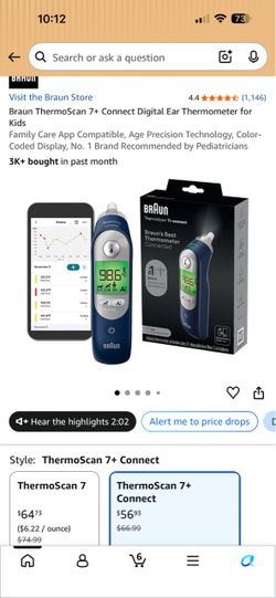 Braun ThermoScan 7+ Connect Digital Ear Thermometer