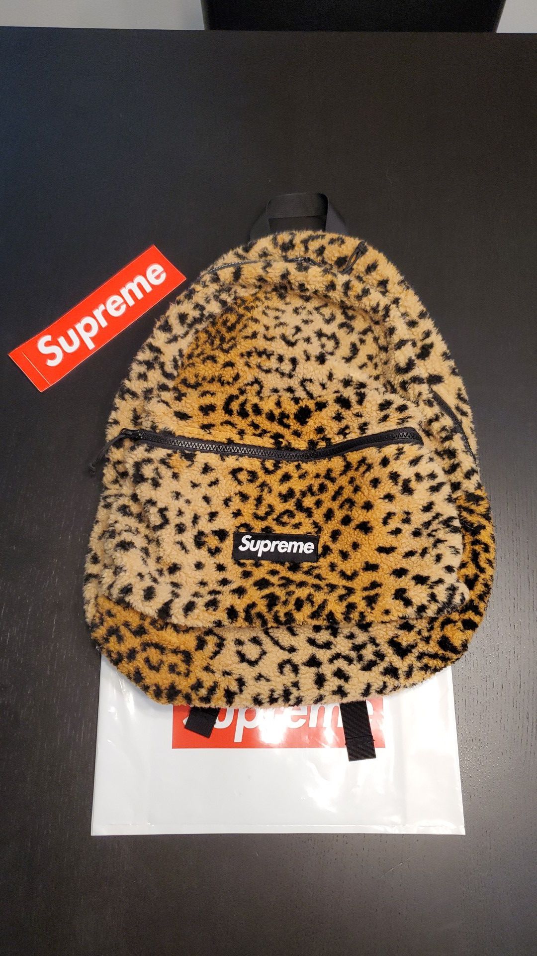 Supreme Leopard Fleece Backpack FW17
