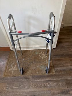 New Drive Medical Deluxe Two Button Folding Walker Adult with 5” Wheels