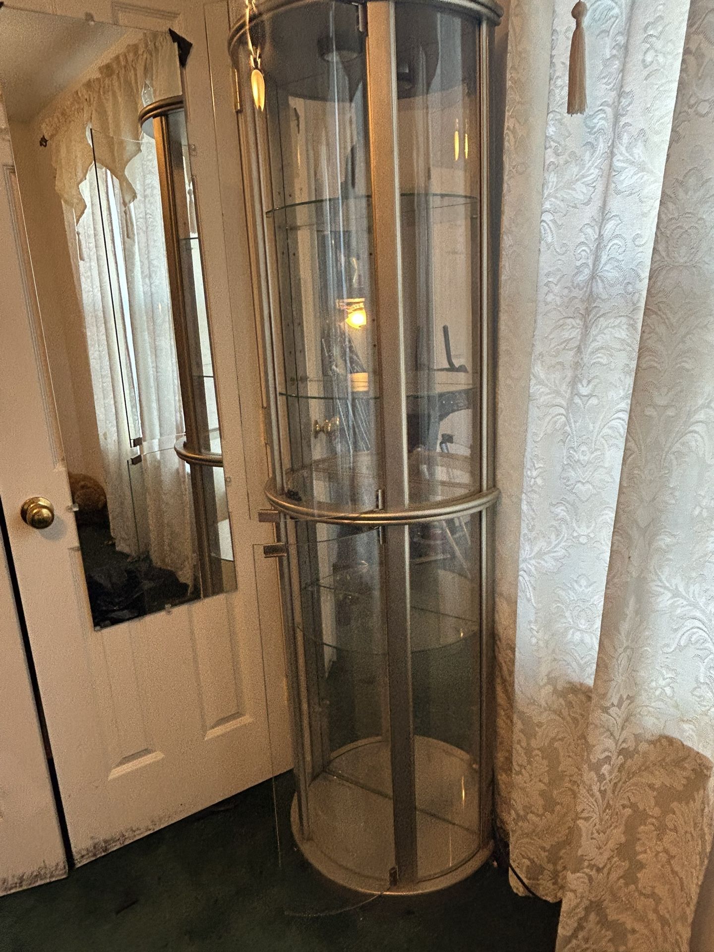 Nickel Corner Curio Cabinet