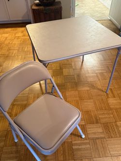 Gray Padded Card Table & Folding Chair