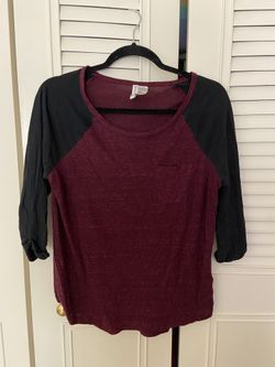 Black & Burgundy Baseball Tee