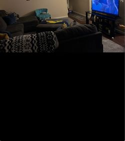 Sectional, ottoman and tv stand