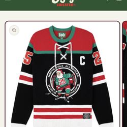 North Pole Hockey Jersey Ugly Christmas Sweater Unisex  LARGE