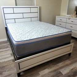 NEW QUEEN PILLOW TOP MATTRESS WITH BOX SPRING ♨️ Bed frame is not available