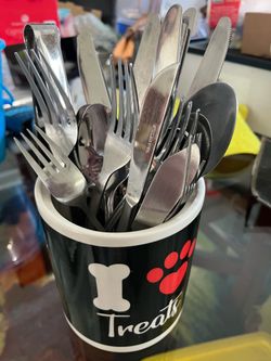 Stainless Steel Flatware Set (22 Pieces) + Free Ceramic Holder