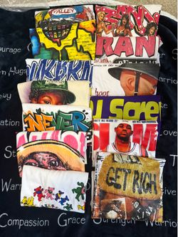 A bulk of 12 graffitied tees