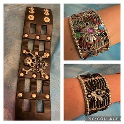 1 leather Bracelet/ Stone bracelet