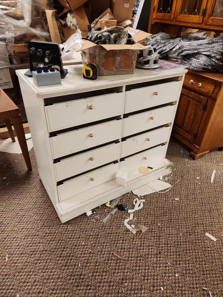 43 inch wide rolling Display cabinet with quarter view drawers.