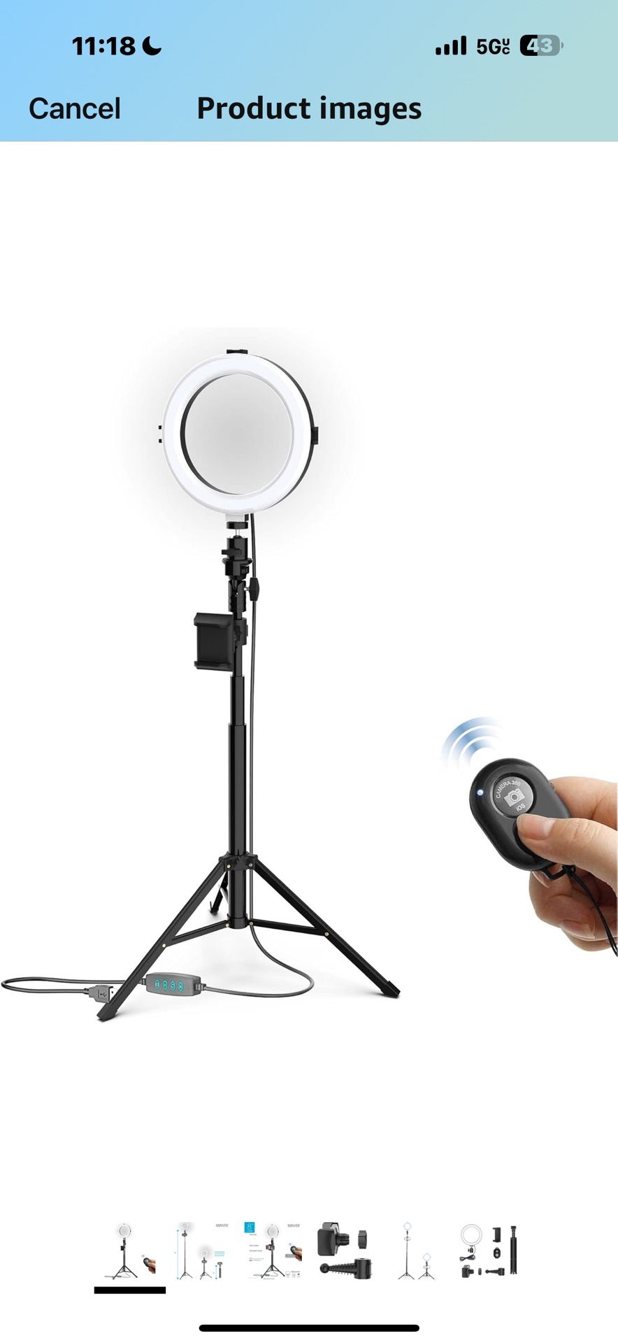 8" Selfie Ring Light Studio with Adjustable Tripod and Phone Holder – Professional Photo and Video Lighting Kit for Vlogging, Streaming, and Social Me