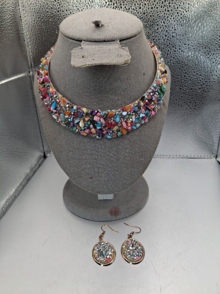 Multicolor Beaded Choker Necklace Set