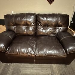 Brown Leather Couch $60 (Must Pick Up)