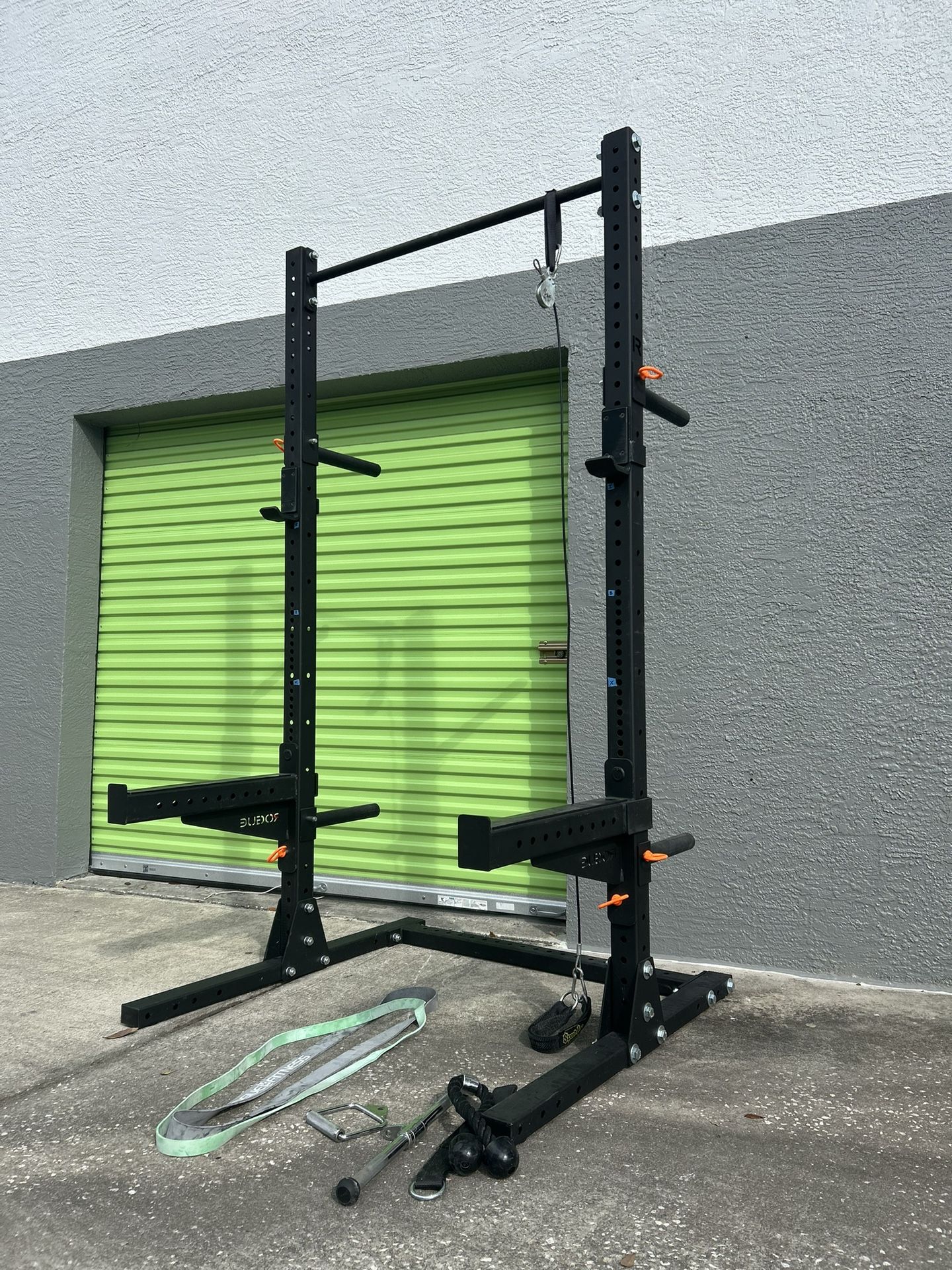 Rouge SML-2 Squat Stand 90” w/ Spotter Arms and Plate storage