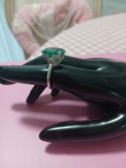 Green Cushion Cut Statement Ring