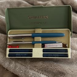 Sheaffer Skripsert Cartridge Pen Set - Blue, Conical Steel Medium (Very Nice in Box)