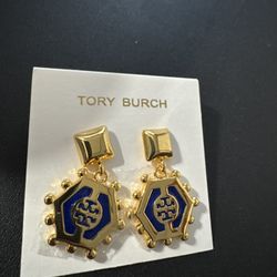 Tory Burch Blue Gold Earrings 