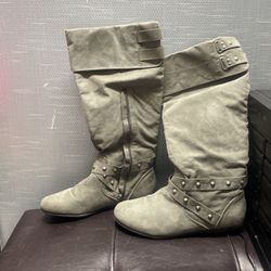 Light Grey Suede Leather Boots Size 8.5 M