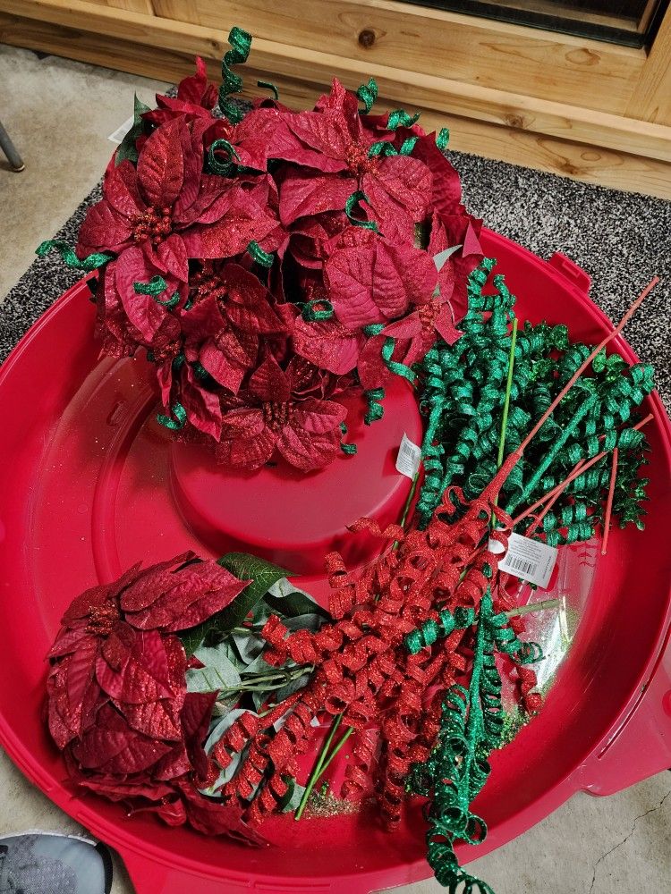 Assorted Red & Green Flowers/Decorations