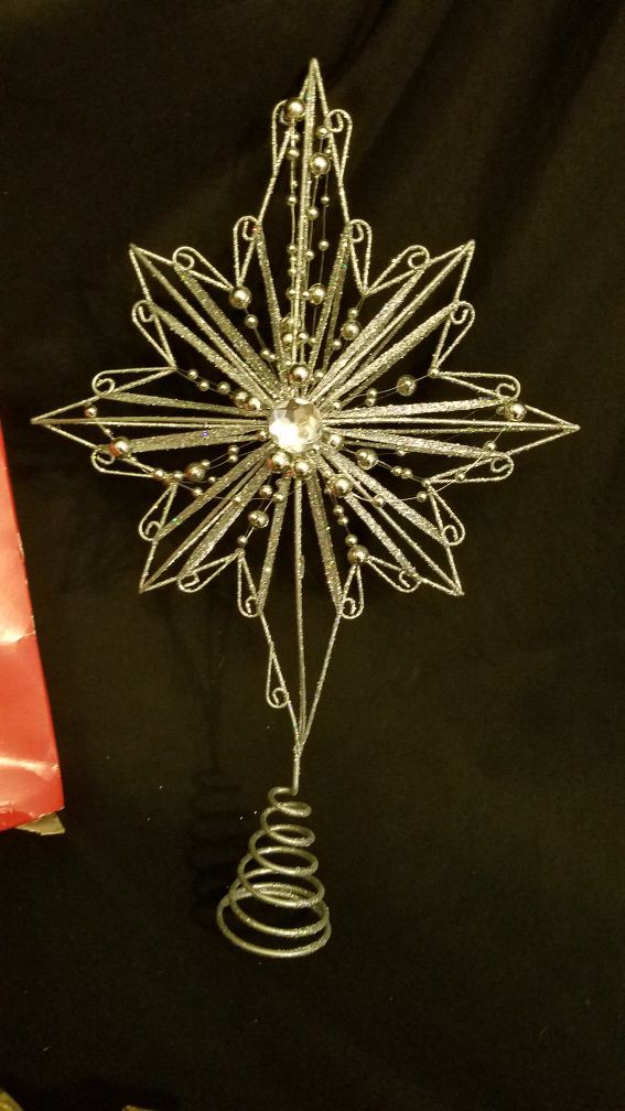 Large beaded silver tree star