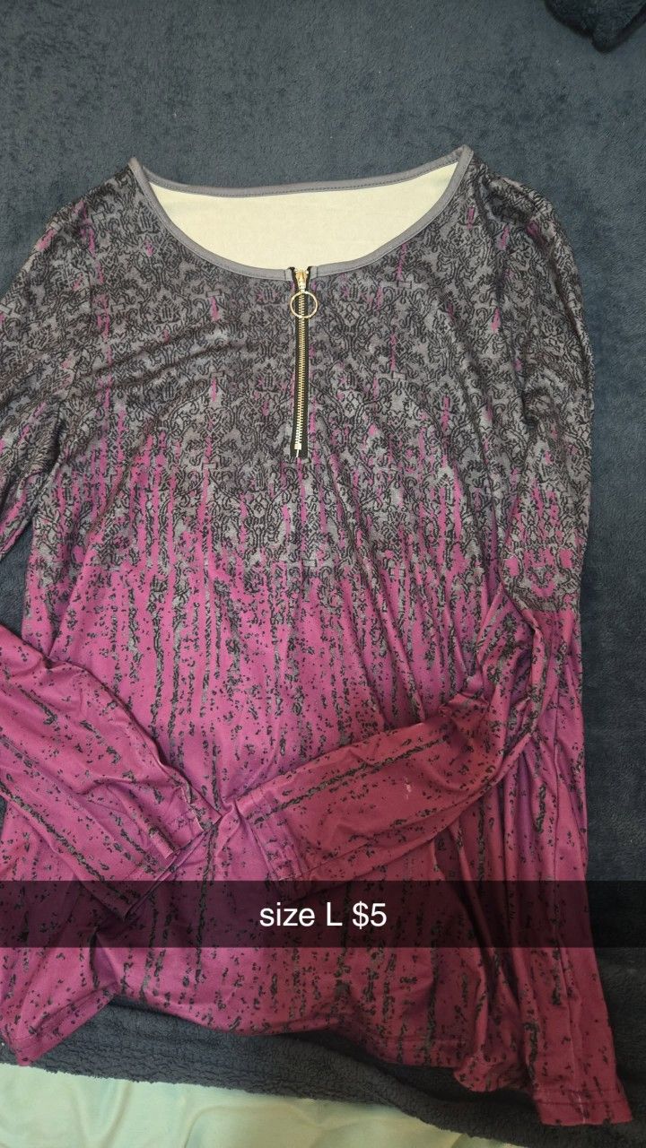 purple and gray blouse