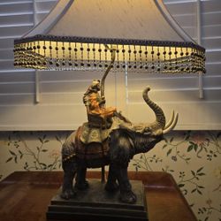 Vintage Elephant and Rider Lamp